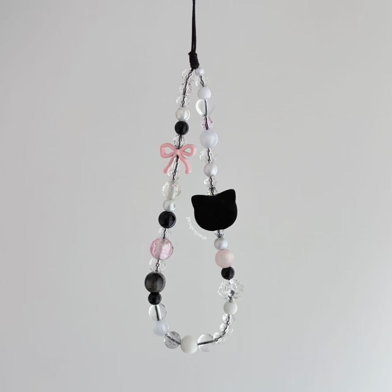Pink cat phone charm