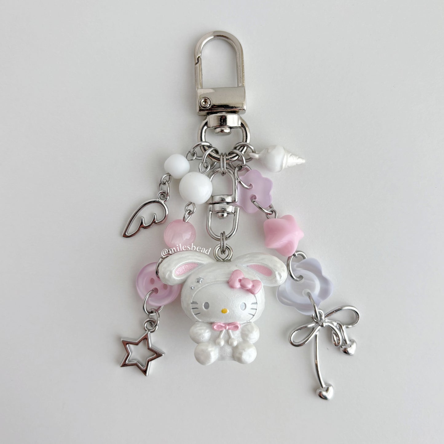 White Kitty Bunny Keychain Bag Charm