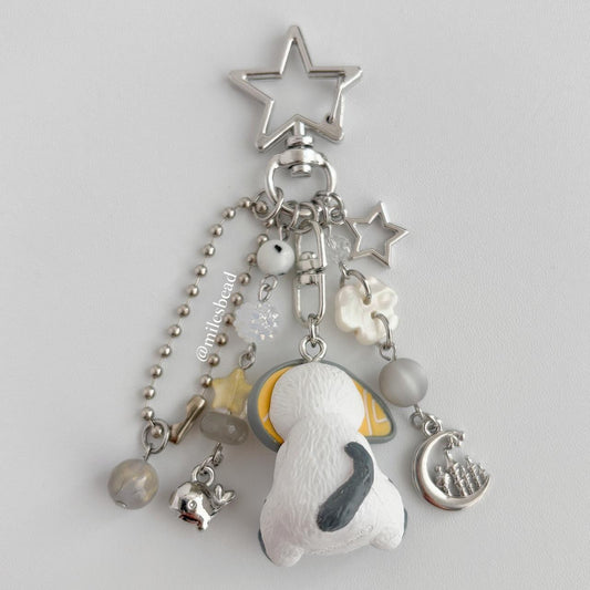 Salmon cat mofusand cat keychain