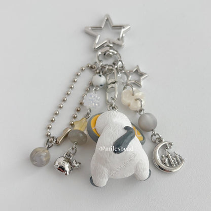 Salmon cat mofusand cat keychain