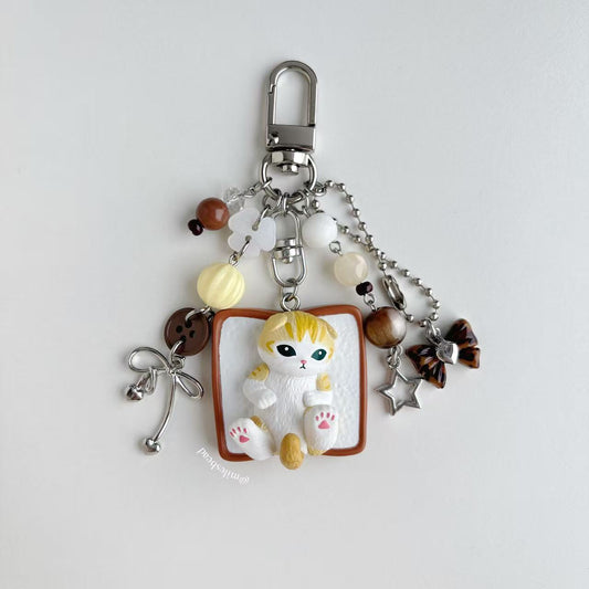 Toast cat mofusand cat keychain