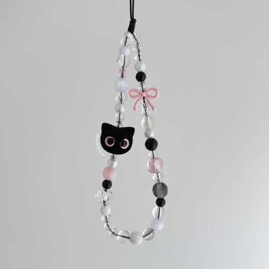 Pink cat phone charm