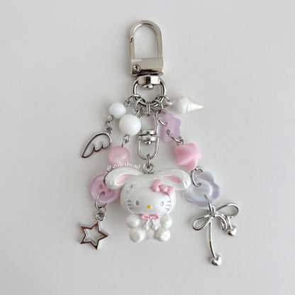 White Kitty Bunny Keychain  Bag Charm