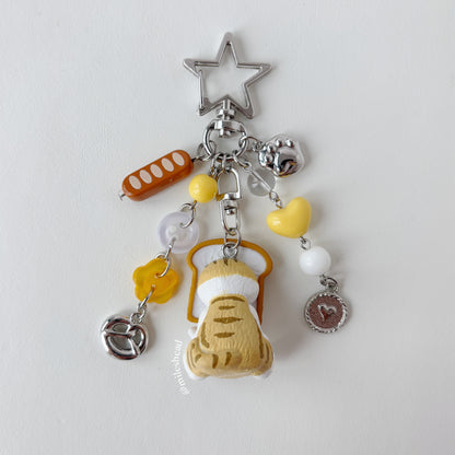 "toast cat mofusand cat keychain"