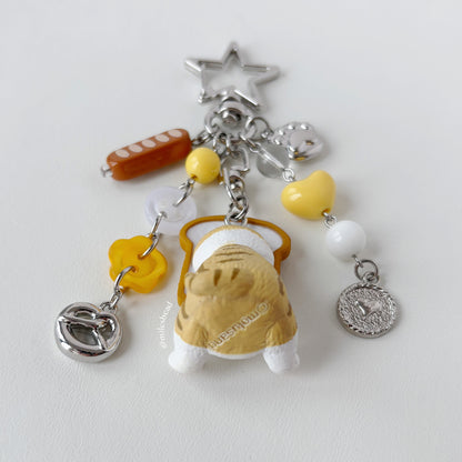 "toast cat mofusand cat keychain"