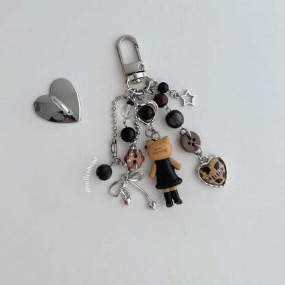 Long-Legged Kitty Keychain – Includes Heart-Shaped Phone Charm Hook