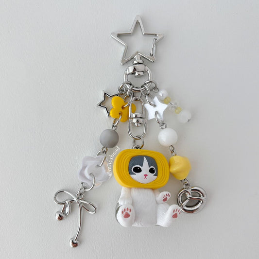 Toast cat mofusand cat keychain